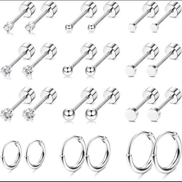 Small Tiny Stud Flat Back Earring Hypoallergenic Gold Studs 14K Stainless Steel - Picture 7 of 7